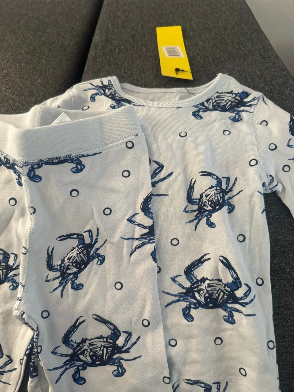 Light Blue Crab Print Kids Pajama Set